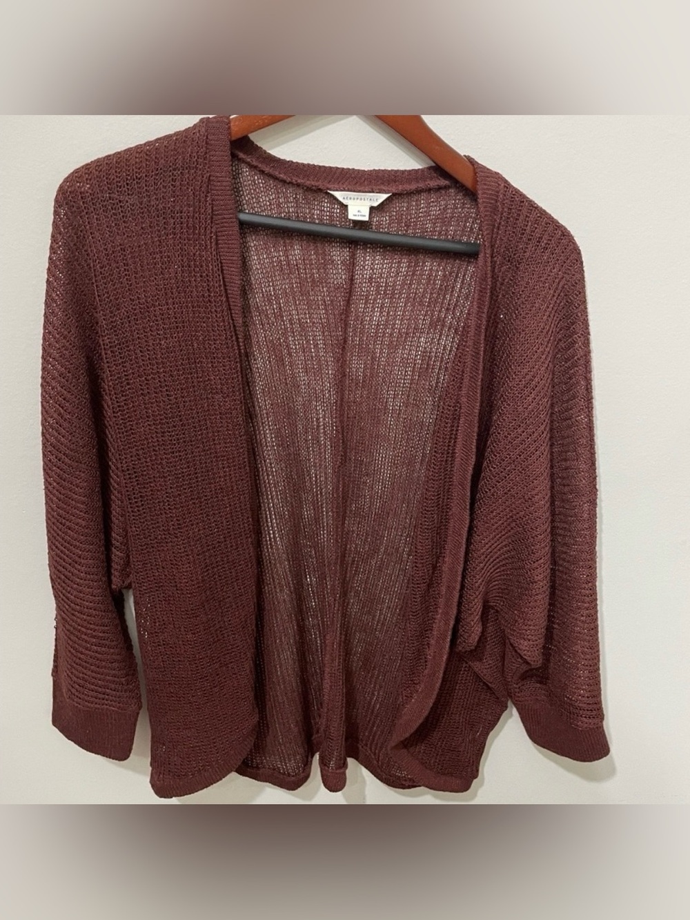 Aeropostale Women’s Maroon Open- Front Lightweight Cardigan Sweater